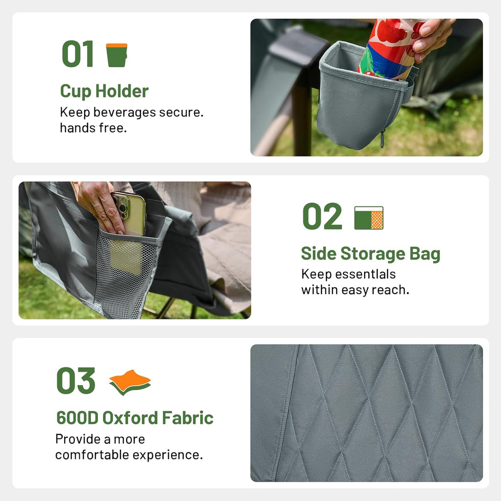 Timber Ridge Hammock Chair - Heavy Duty Folding Design with Adjustable Backrest | Supports 300lbs, Grey