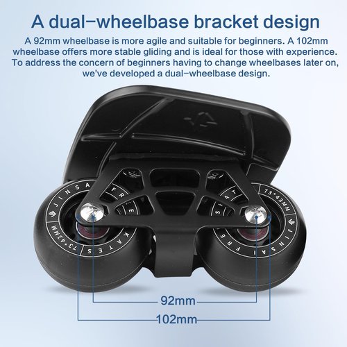 FreeSkates Portable Roller Road Drift Skates Plate, with Aluminum Alloy Deck Non-Slip, Board Split Skateboard with PU Wheels High-end Bearings(Black)