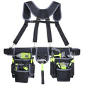 Tool Belt, Tool Belts for Men, 32 to 66 Inches Adjustable Waist, Electrician and Carpenter Tool Belt with Suspenders for Construction and Gardening, Black and Grey