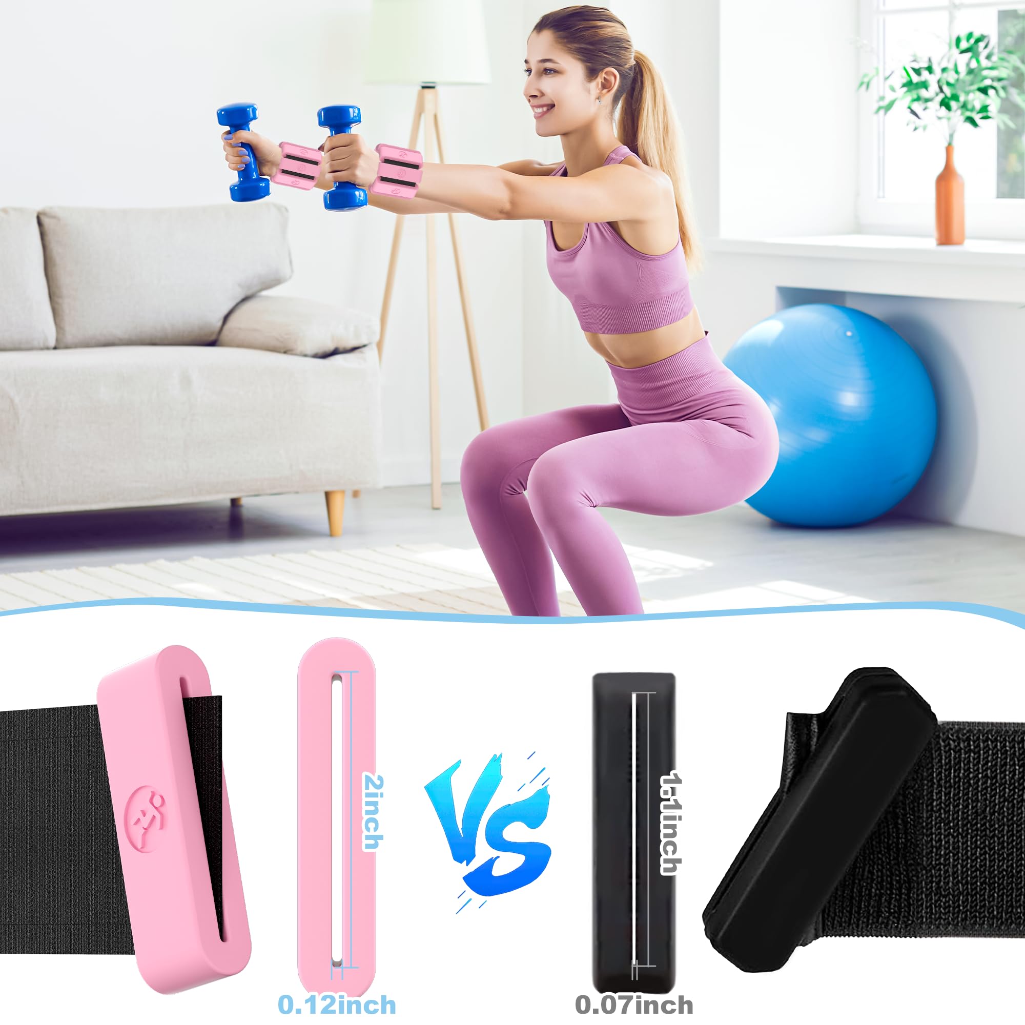 Sonkoloro Adjustable Wrist and Ankle Weights for Women Men, Leg Weights for Women 1 lb-1.3 lbs Each for Walking, Yoga, Dance, Barre, Gym Blush 2lb