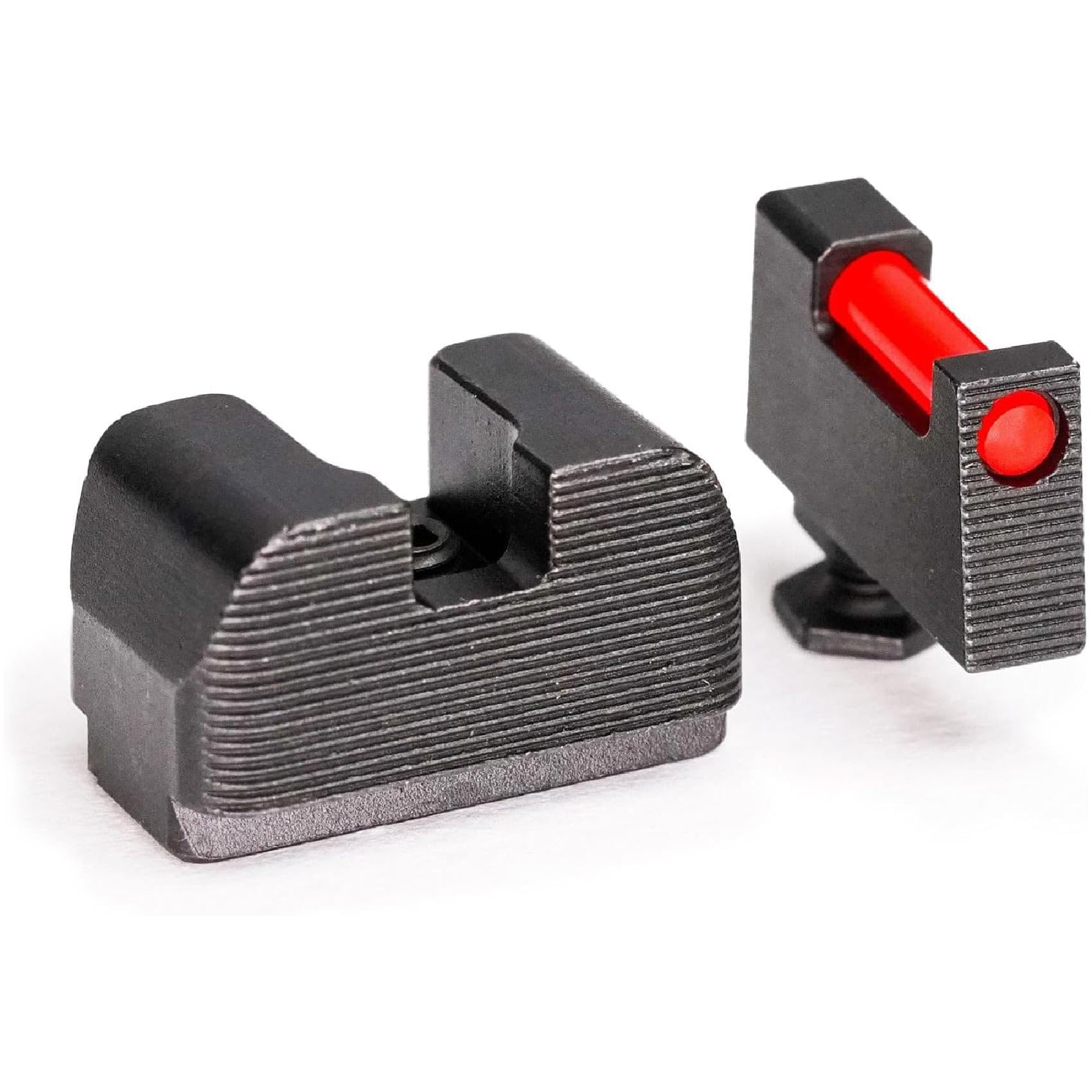 TAG PRECISION Optics Ready Gun Sights Compatible with Glock 9MM/.40 S&W | Durable CNC Machined Steel Nitride Coated Front & Rear Handgun Sights with Easy Customization | Fiber Front, Plain Rear (TSH)