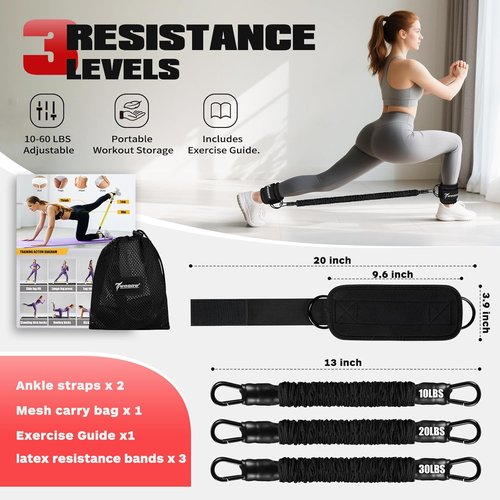 Ankle Resistance Bands by [Brand Name] - Enhance Leg & Glutes Workouts with Adjustable Cuffs | Home Gym Essential