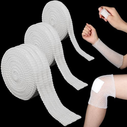 Treela 3 Rolls 3 Size Fix Net Tubular Bandage Elastic Retainer Net Wound Dressing Family Variety Pack for Home Storage, Small Extremities and Large Extremities, Fingers and Toes, 5.5 Yard Long