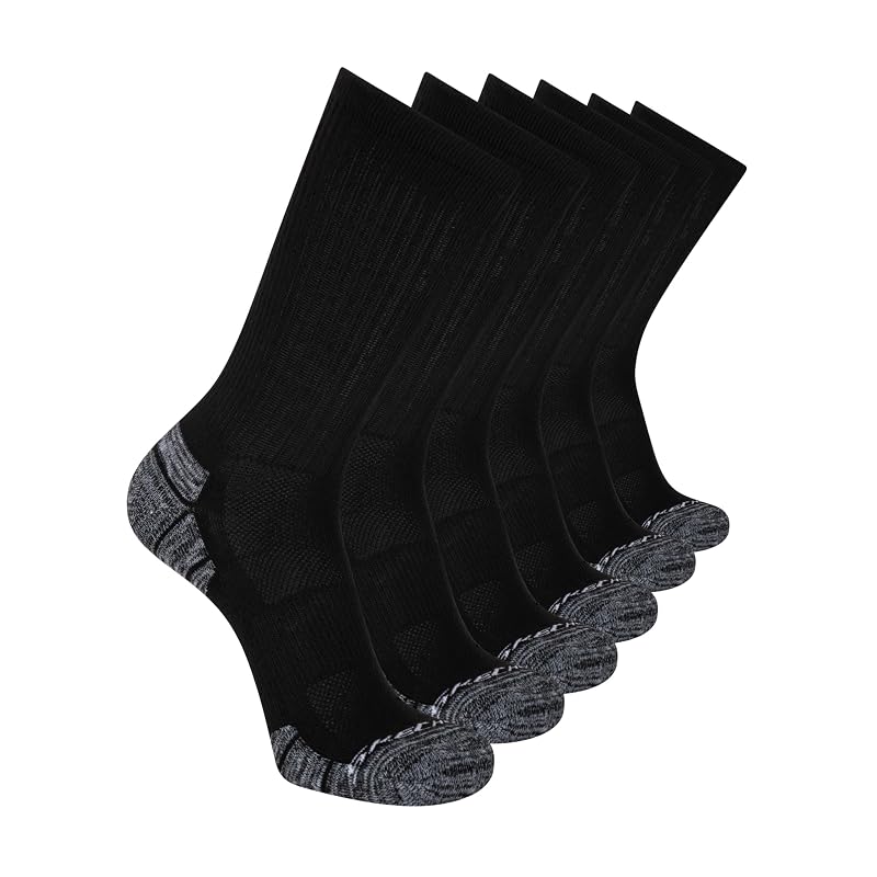 Skechers Men's Cushioned Crew Socks 6-Pack - Black/White, Size 10-13