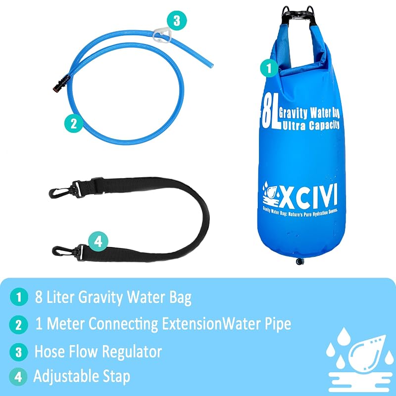 8L Gravity Water Bag for Membrane Solutions Straw Water Filter System
