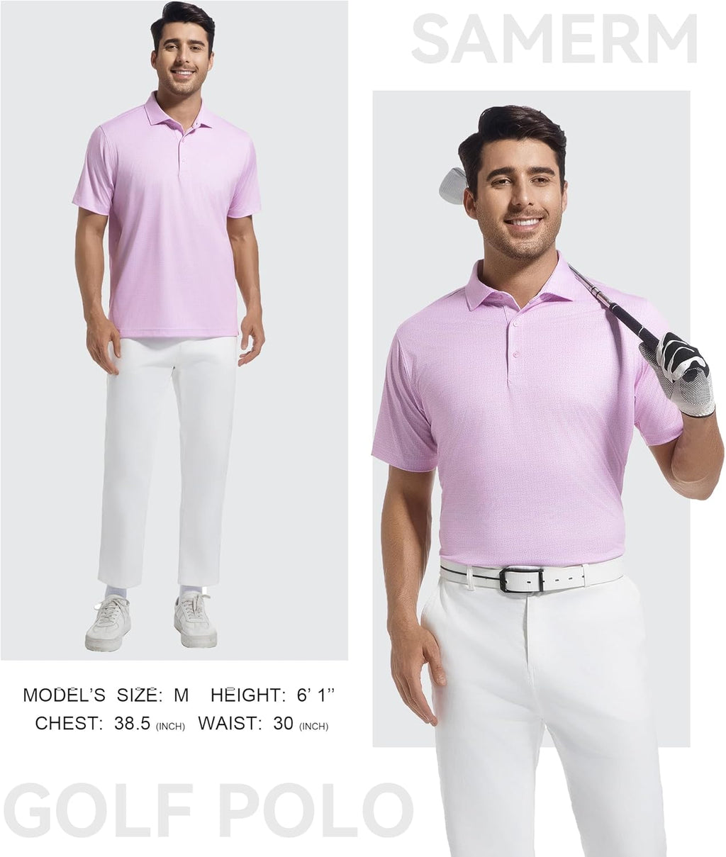 SAMERM Men's Golf Polo Shirt - Short Sleeve Moisture-Wicking Performance Tee | Casual Print Design