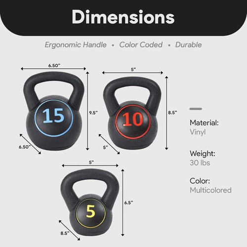 BalanceFrom Kettlebell Set - 30lbs, 45lbs, 50lbs & 75lbs | Versatile Strength Training Weights