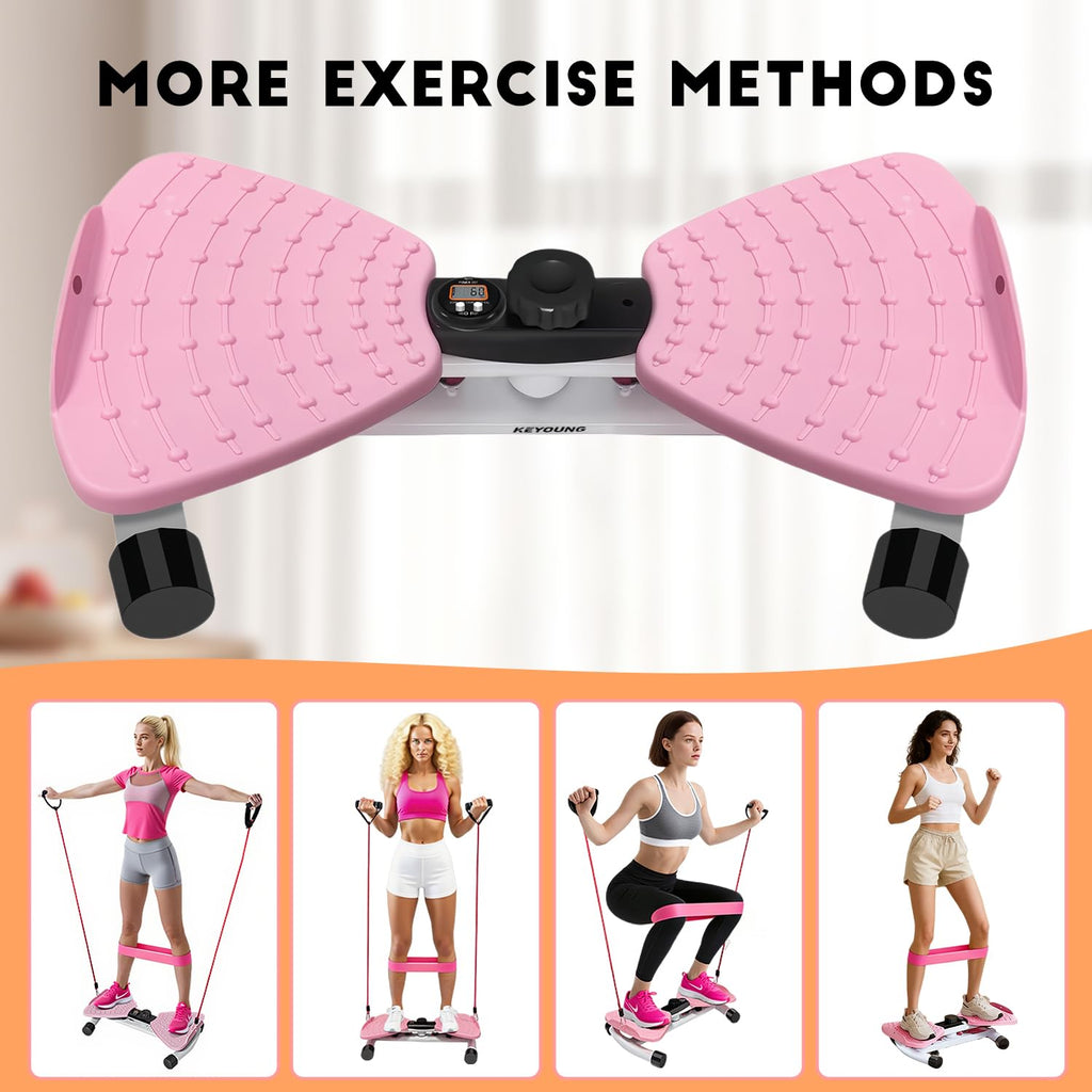 Waist Twister Machine Exercise, Home Ab Twister Board Fitness Tool Capacity 265lbS with Resistance Loop, Anti-Slip Twist Workout Equipment with Smart Digital Monitor for Women and Men Belly Fat Burn