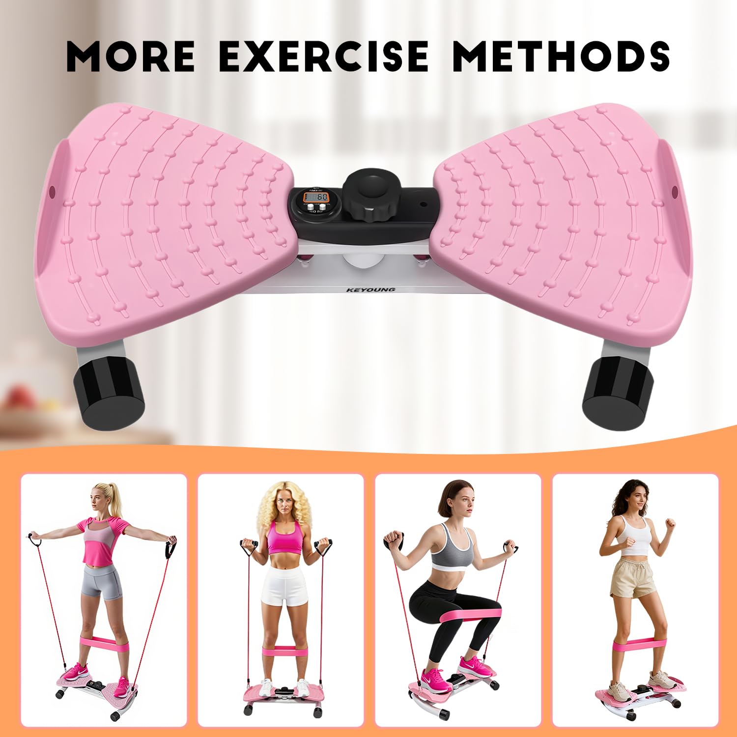Waist Twister Machine Exercise, Home Ab Twister Board Fitness Tool Capacity 265lbS with Resistance Loop, Anti-Slip Twist Workout Equipment with Smart Digital Monitor for Women and Men Belly Fat Burn