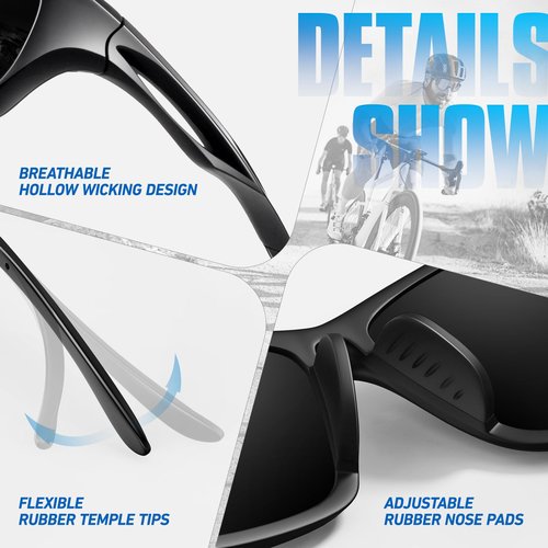 LINVO Polarized Sports Sunglasses Men Women UV400 Protection Wrap Around Goggles for Running Cycling Driving Fishing
