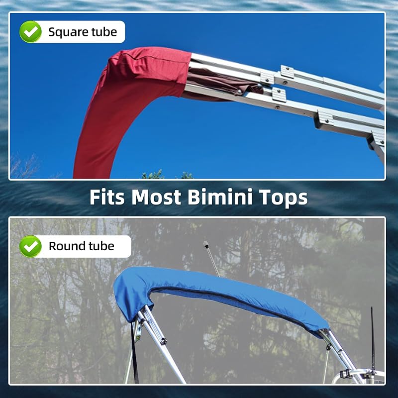 600D Bimini Top Storage Boot for 3-4 Bow Tops - Burgundy + 4 Bow, 97"-103" W