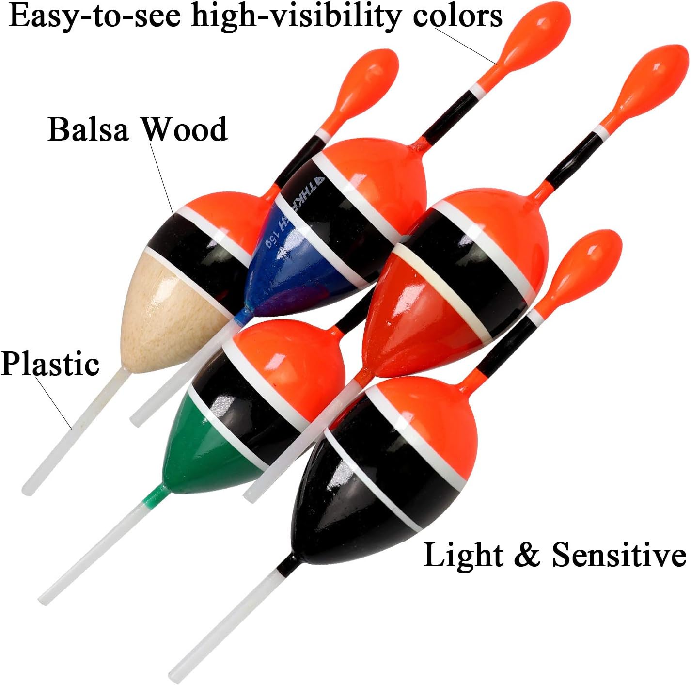THKFISH Fishing Bobbers - Balsa Slide Floats for Crappie, Panfish & Trout | 5-Pack (1/2oz, 2"x5.28")