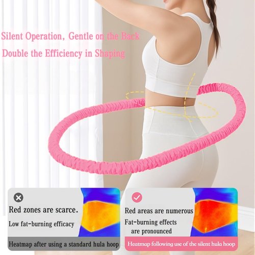 3.2lbs Soft Spring Weighted Hoop for Adults, Portable Core Workout Fitness Hoop, Quiet & Pinch-Proof Design for Effective Exercise (Light Pink)