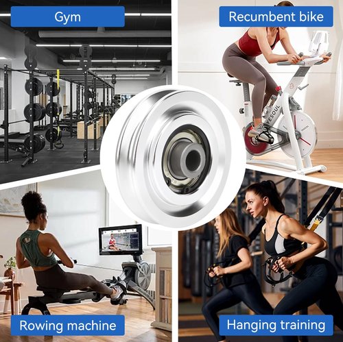 Jwthee Aluminum Pulleys for Cable Machine, 2 PCS Pulley Wheel Universal Bearing Wheel for Home Gym Exercise Machine Attachments (80mm)