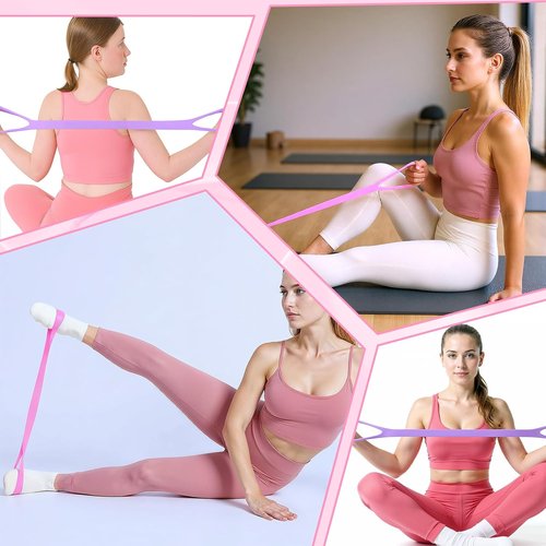 Gjinxi Resistance Bands Set - 2pcs Figure 8 Bands with Handles for Yoga & Pilates - Pink & Blue