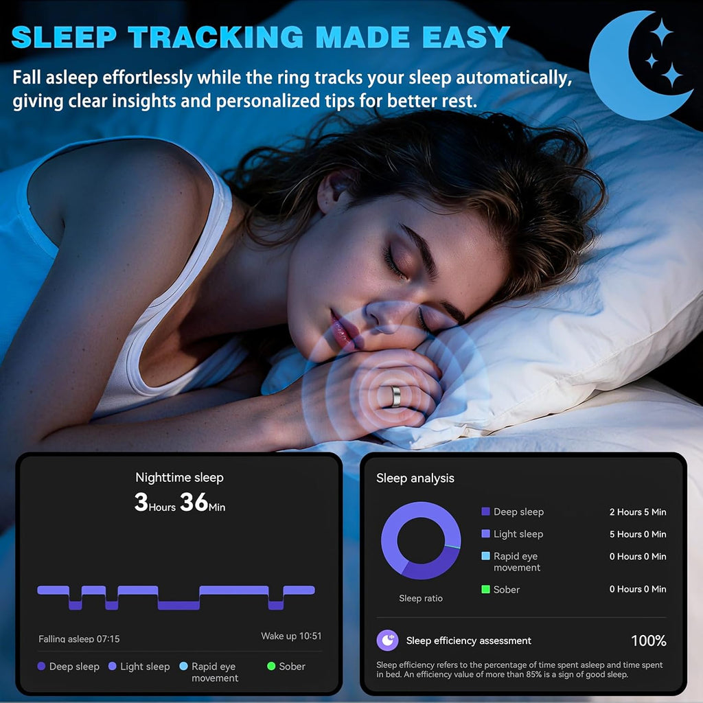 Skiennix Smart Ring - Women's Health & Fitness Tracker with Heart Rate, SpO2, Sleep Monitoring | Silver 10