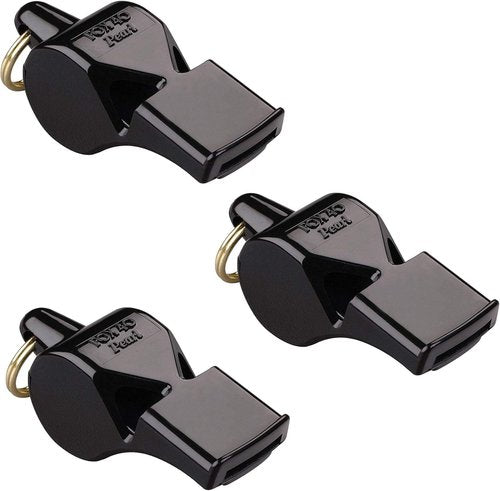 Fox 40 Pearl Whistle - Official 2-Chamber Pealess Design | Black - Pack of 3