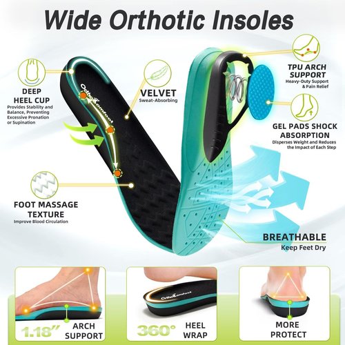 OrthoComfoot Men's Orthopedic Wide Sneakers: Plantar Fasciitis Diabetic High Arch Trail Sneakers, Comfortable Arch Support Heel Foot Pain Relief Road Running Walking Shoes Black Size 9