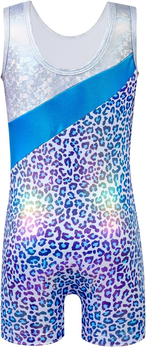 HOZIY Leotards for Girls - Stylish Gymnastics Biketard with Snowflake Ribbon Design | Blue, Purple, Hot Pink