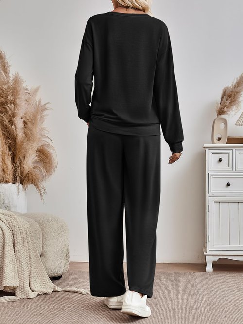 AUTOMET Womens Sweatsuits 2 Piece Lounge Matching Outfits Sweat Sets Tracksuit Travel Sweatshirts Fall Fashion Clothes 2026 Comfy Loungewear Pajamas Soft Pjs Black L