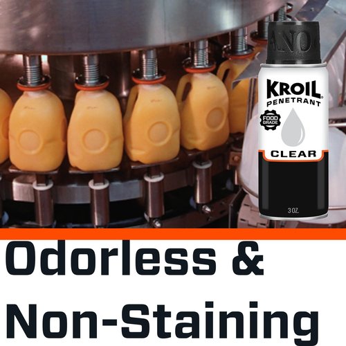 Kroil Clear Penetrant - NSF-H1 Registered, Kosher Certified, Odorless Non-Staining Spray for Conveyors & Other Equipment Maintenance - Industrial Lubricant - Clear - Drip Can - 8 oz (CKL081)