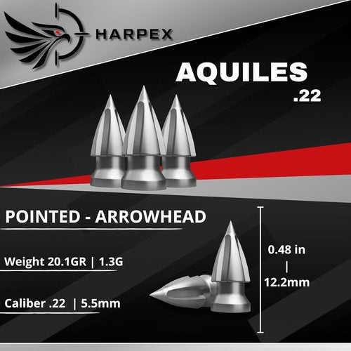 Harpex .22 Cal Airgun Pellets - 20.1 Grain Pointed Arrow Head Design for High Penetration - 200 Count