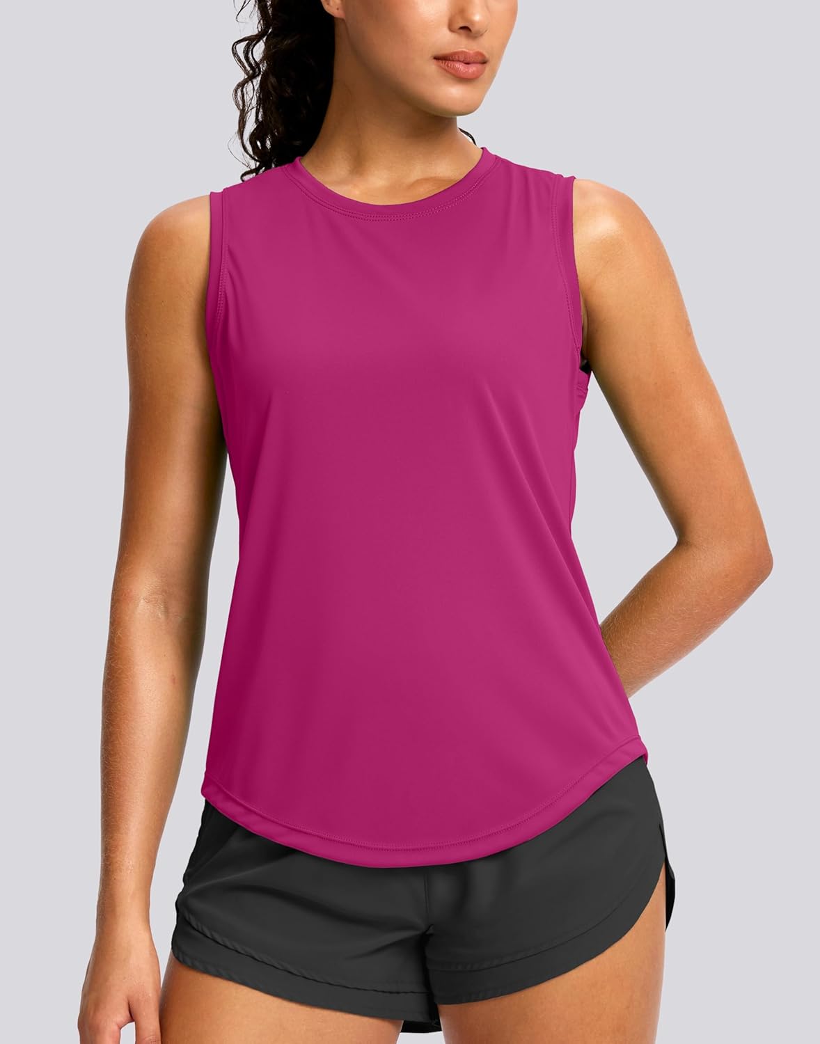 SANTINY Women's Sleeveless Workout Tops - Breathable Lightweight Athletic Tank for Running & Yoga
