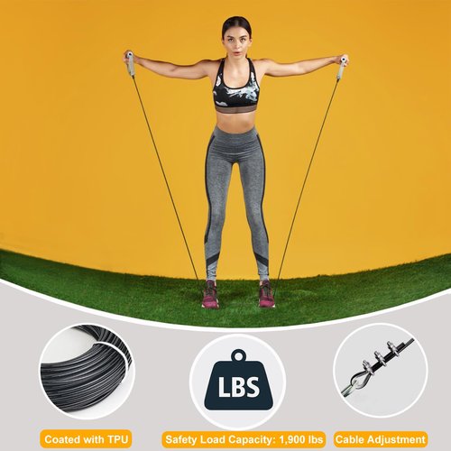 FOLUXING 32.8Ft Fitness Pulley Cable, Gym Steel Cable for DIY Home Gym, Gym Cable Replacement for Pulley Cable Machine,TPU Coated,Thick 1/4"(6mm)