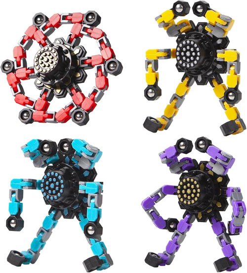 Gokeey Fidget Spinner Set - 4 Transformable Stress Relief Toys for Kids & Adults | Perfect for Ages 8-13