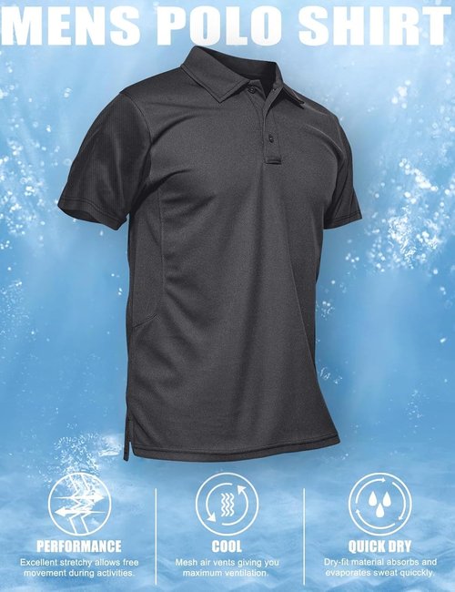 MAGCOMSEN Men's Quick-Dry Tactical Polo Shirt - Short Sleeve Pique Jersey for Golf & Active Wear