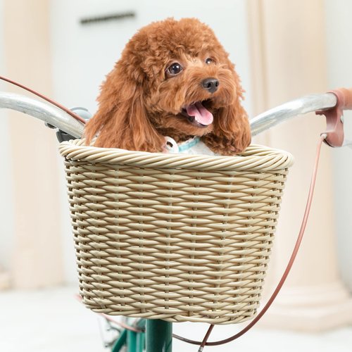 ZUKKA Bike Basket Woven Bike Basket for Adult Bikes Front/Kids Bike Handlebar with Adjustable Leather Straps Waterproof Storage Bicycle Basket, Multi-Colors