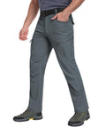 Zoofly Mens Stretch Cargo Pants Relaxed Fit Water Proof Travel Pants for Men Nylon Fishing Pants Flexible Tactical Pant Comfy Medium Grey 36W*30L