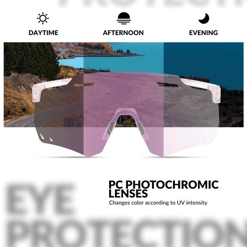 ROCKBROS Cycling Glasses, Photochromic Sports Sunglasses for Men Woman, UV Protection Biking Sunglasses