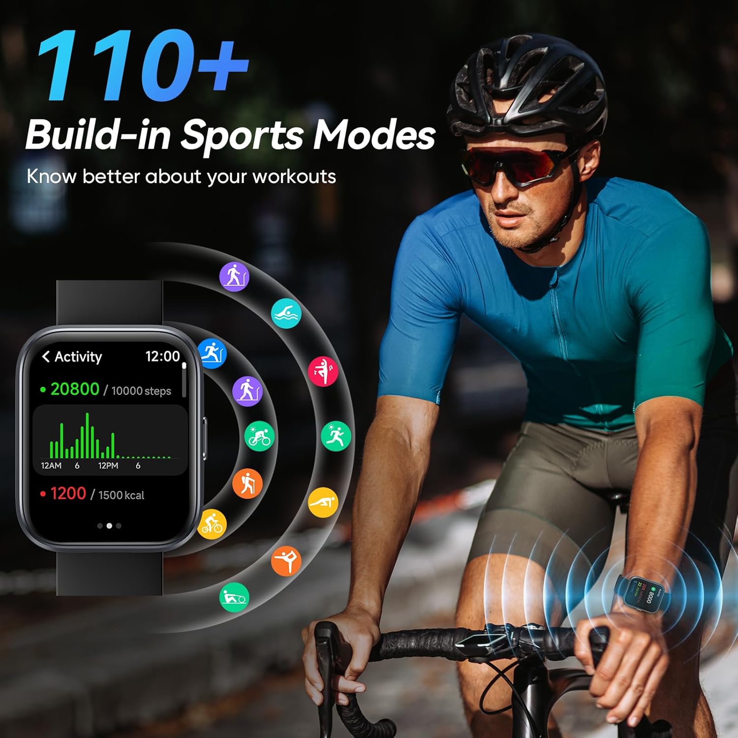 Smart Watch for Men by [Brand Name] - 1.8” Alexa Built-In Fitness Tracker | IP68 Waterproof, Bluetooth Calls, Heart Rate Monitor - Black