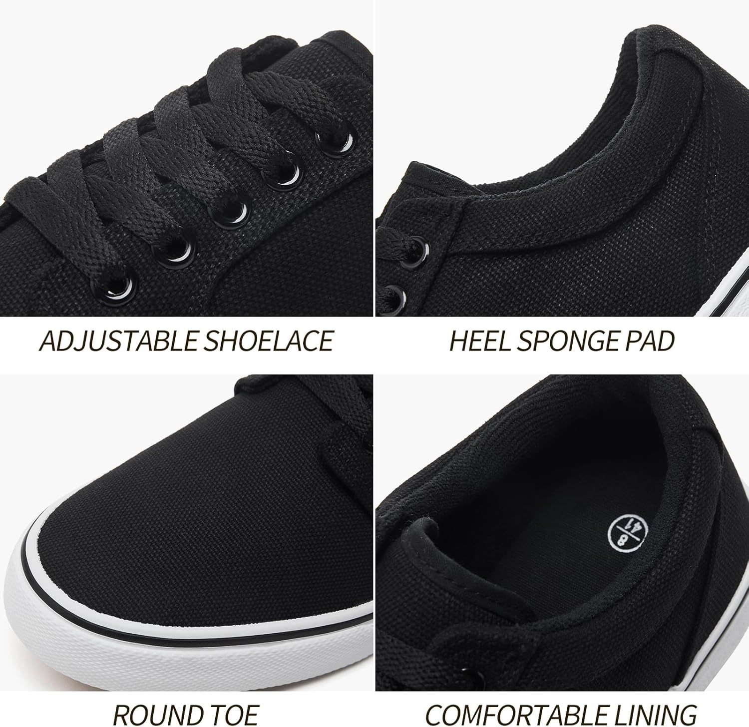 BENPAO Men's Casual Sneakers - Stylish Low Top Lace-Up Canvas Shoes in White and Black