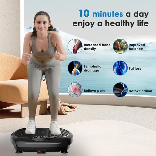 Natini Vibration Plate Exercise Machine - Whole Body Vibration Platform for Weight Loss | Home Fitness with Resistance Bands & Remote