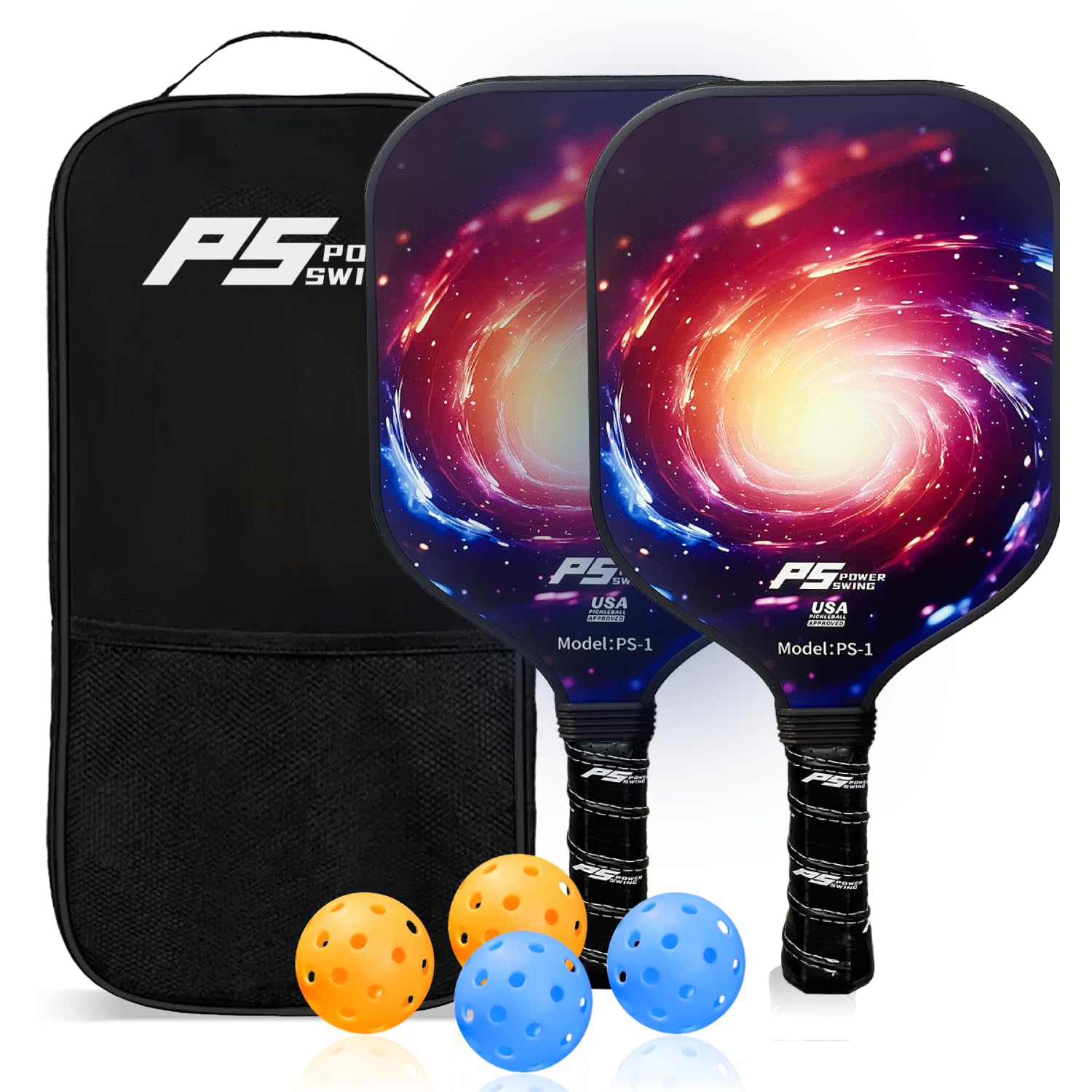 Pickleball Paddles - USAPA Approved Professional Carbon Fiber Pickleball Paddles with SRT Pro Polymer Honeycomb Core, 3K Textured Carbon Fiber Surface, Top Pickleball Paddle by Power Swing