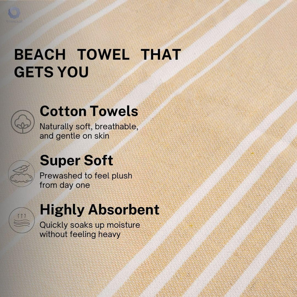 Skiennix Oversized Cotton Turkish Beach Towels - Quick Dry & Absorbent | Extra Large 36"x72" (Desert Sand, 2 Pack)
