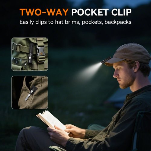 TUNENGE S5 1400 Lumens Mini Flashlight Rechargeable- Super Bright LED Pocket Light with Magnet & Clip, Red/Orange Diffuser,Small AA EDC Flashlight for Outdoor, Camping, Hiking, Emergency
