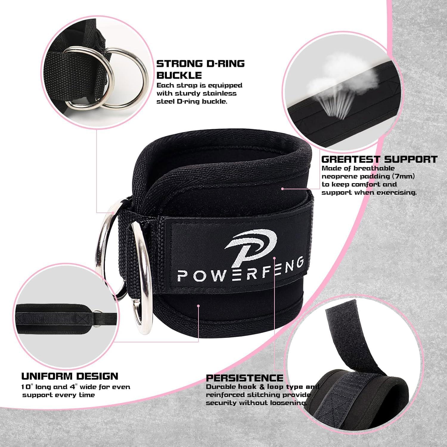 Skiennix Ankle Strap Cable Machine - Glute Kickback Cuffs for Leg Workouts | Home Gym Essentials