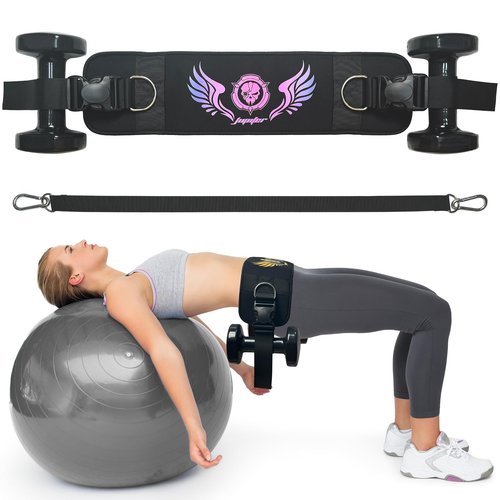 Jupiter 2-in-1 Hip Thrust Belt for Women & Men – Heavy Duty Glute Workout Equipment for Dumbbell, Kettlebell & Plate Exercises – Supports 300 lbs – Weighted Dip Belt for Home & Gym Workouts(Purple)
