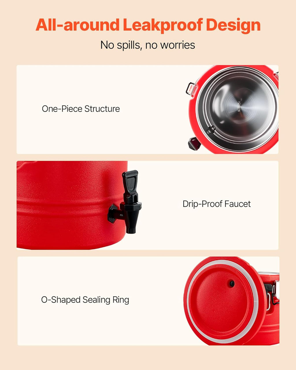 VEVOR Insulated Beverage Dispenser - 8 Gal Thermal Hot & Cold Drink Server with Spigot | Food-Grade 304 Stainless Steel