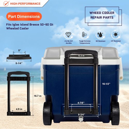 LBB-Parts Telescoping Handle for Island Breeze 50 and 60 Qt Coolers, Replacement Handle for Igloo 50 and 60 Qt Ice Cube Cooler