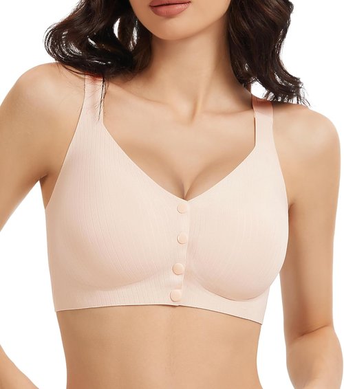 Gailife V-Neck Wireless Bras for Women - Seamless Full Coverage Mastectomy Bralettes