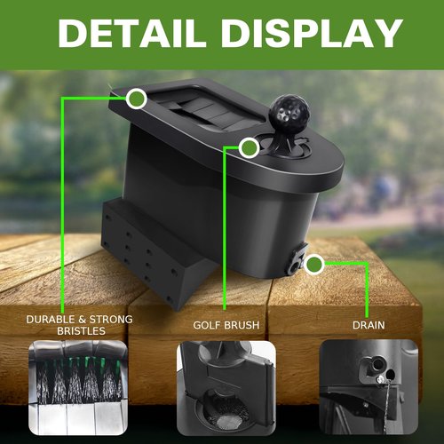 Orle Oko Golf Cart Ball Washer and Club Cleaner Kit with Side Bracket, Golf Ball Washer Cleaner for EZGO, Club Car, Yamaha, Advanced EV, Star EV, Universal & Detachable