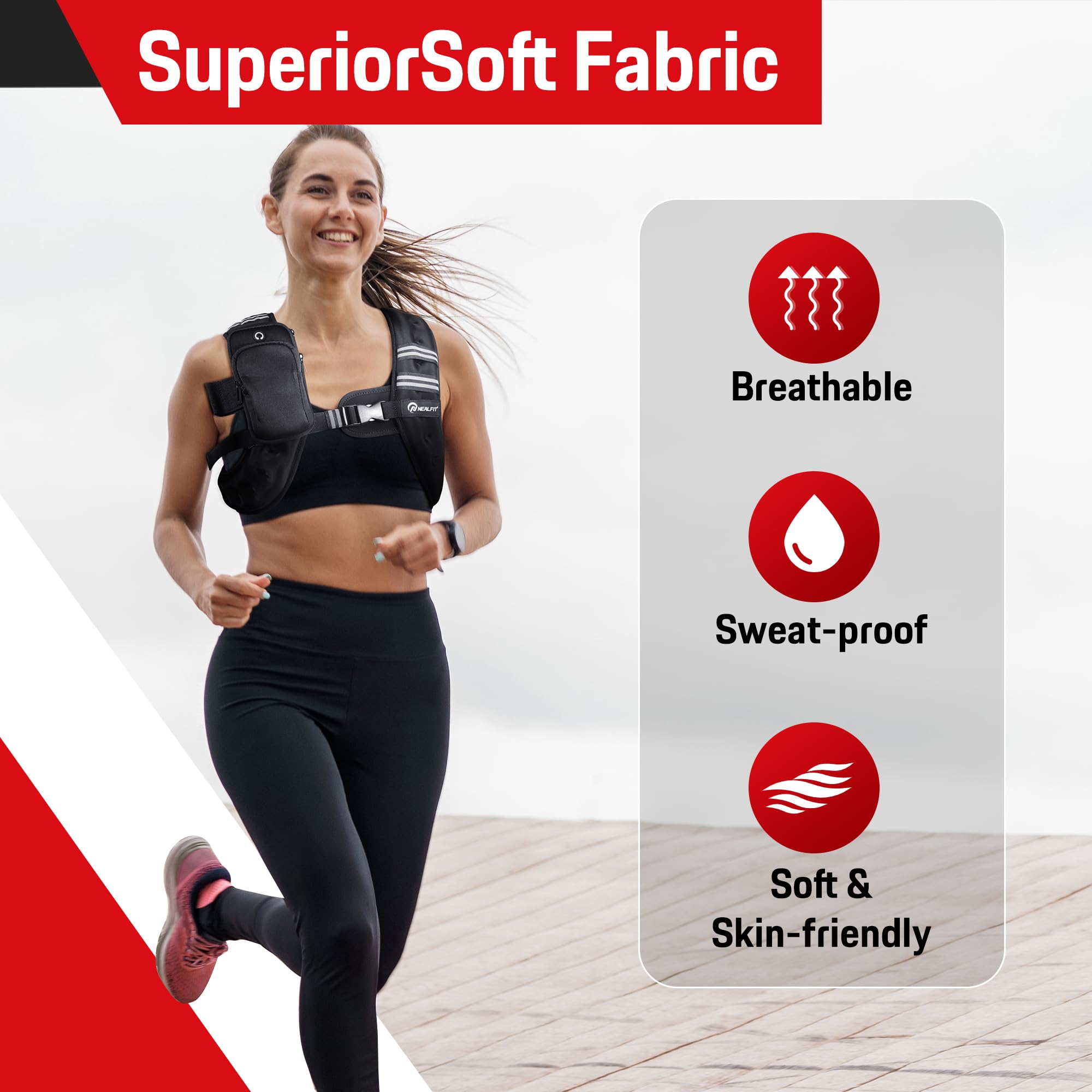 NEALFIT Weighted Vest for Men & Women, 5lbs/10lbs/15lbs/20lbs Weight Vest, Perfect for Running, Walking, Fitness, and Strength Training (Black, 10 lb)