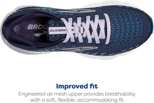 Brooks Women's Glycerin GTS 20 Supportive Running Shoes - Peacoat/Ocean/Pastel Lilac | Size 9 Wide