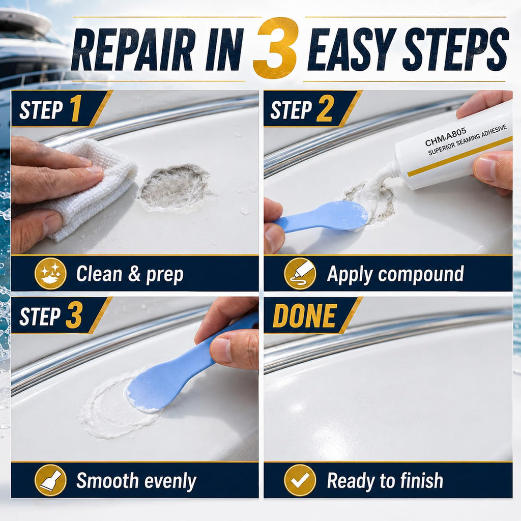 Ankita White Gel Coat Repair Kit for Boats, UV-Resistant Marine Fiberglass Repair Kit for Hulls, Jet Skis, Kayaks, Boat Gelcoat Repair Kit to Fix Scratches, Deep Cracks, Gouges, Chips, Screw Holes