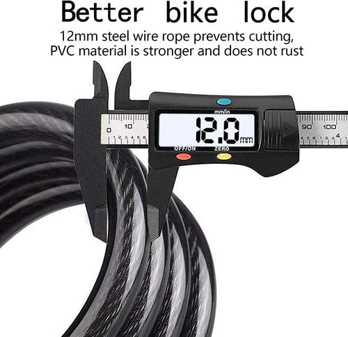 Electric Bike Lock, 5-Digit Resettable Combination Cable Lock for Scooters, Motorcycle, Ideal Anti-Theft Bicycle Lock
