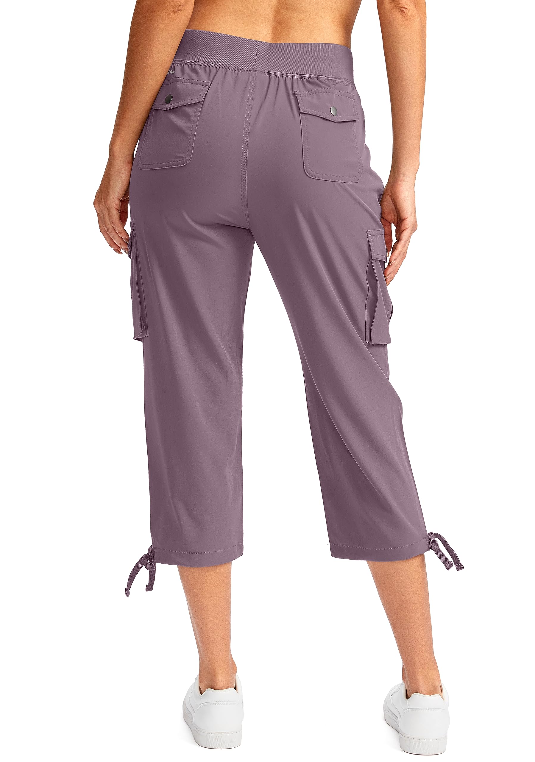 Soothfeel Women's Cargo Capris Pants with 6 Pockets Lightweight Quick Dry Travel Hiking Summer Pants for Women Casual (Purple, S)